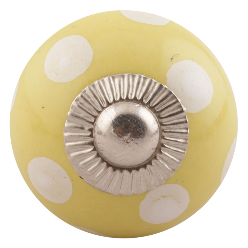 Yellow Dotted Small Ceramic Knobs